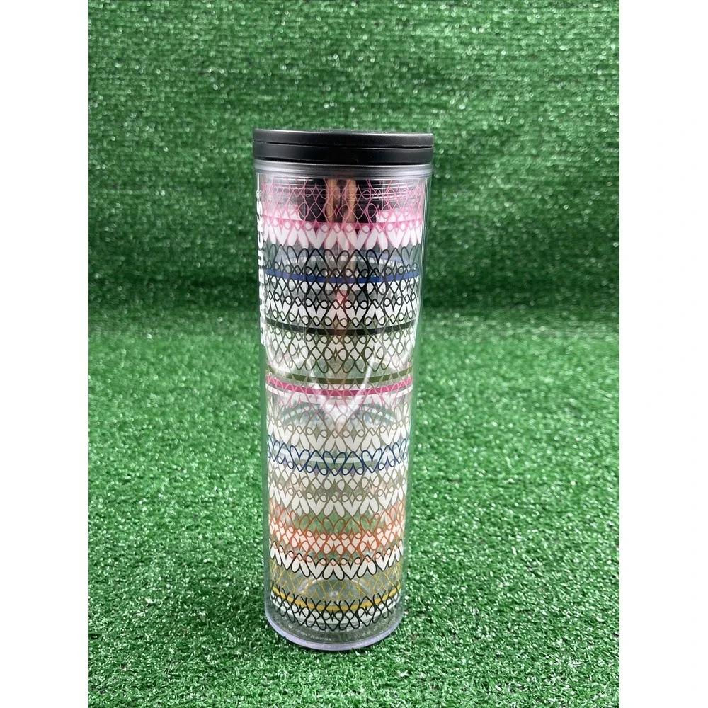 Starbucks 16 Oz HEARTS Twist Lid Travel Tumbler 2018‎ Valentine Rainbow Hearts